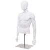 Plastic Half Body Head Turn Male Mannequin with Base - Color: White