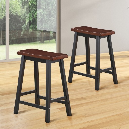 24 Inch Height Set of 2 Home Kitchen Dining Room Bar Stools-Coffee - Color: Brown - Image 2