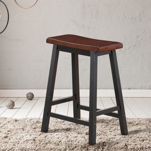 24 Inch Height Set of 2 Home Kitchen Dining Room Bar Stools-Coffee - Color: Brown - Image 3