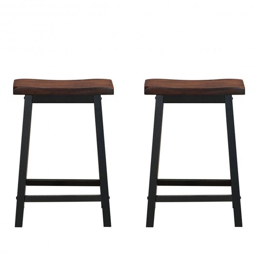 24 Inch Height Set of 2 Home Kitchen Dining Room Bar Stools-Coffee - Color: Brown - Image 4