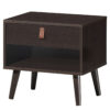 Nightstand Bedroom Table with Drawer Storage Shelf-Brown - Color: Brown