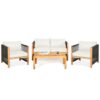 4 Pieces Acacia Wood Outdoor Patio Furniture Set with Cushions-White - Color: White
