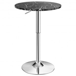 360?&deg; Swivel Cocktail Pub Table with Sliver Leg and Base-Black - Color: Black