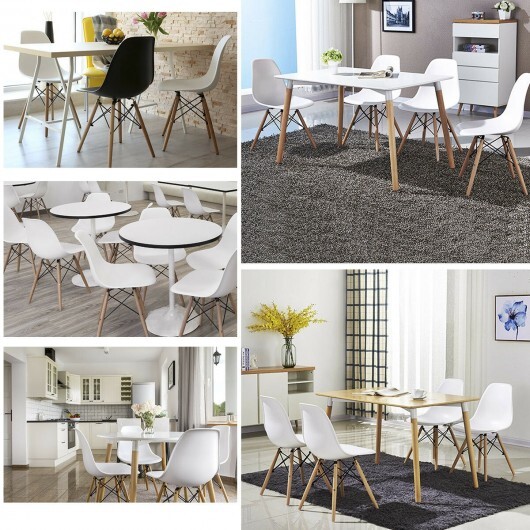 Set of 2 Mid-Century Modern DSW Dining Side Chair-White - Color: White - Image 3