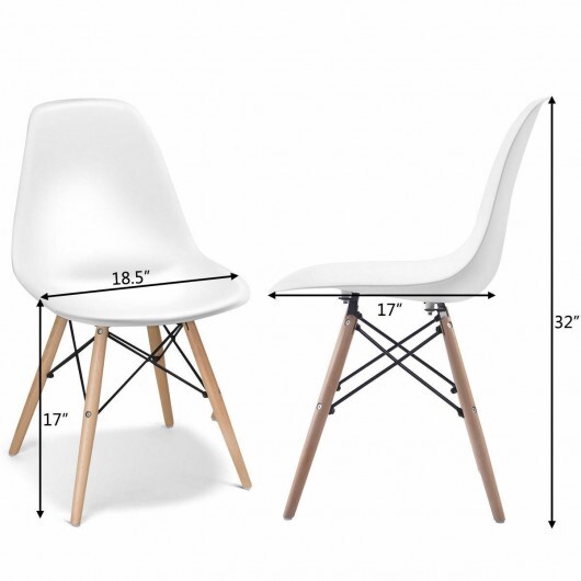 Set of 2 Mid-Century Modern DSW Dining Side Chair-White - Color: White - Image 5