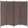 4-Panel Room Divider Folding Privacy Screen-Coffee - Color: Brown