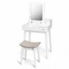 Vanity Dressing Table Set Flip Mirror Desk Furniture Stool - Color: White