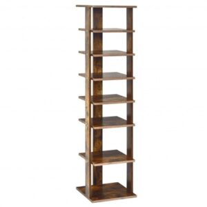 Wooden Shoes Storage Stand 7 Tiers Shoe Rack Organizer Multi-shoe Rack Shoebox-Rustic Brown - Color: Rustic Brown