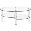 Tempered Glass Oval Side Coffee Table-Transparent - Color: Transparent