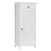 Wooden Storage Free-Standing Floor Cabinet with Drawer and Shelf-White - Color: White