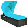 Outdoor Chaise Lounge Chair with Folding Canopy-Turquoise - Color: Turquoise