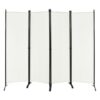 4-Panel  Room Divider with Steel Frame-White - Color: White
