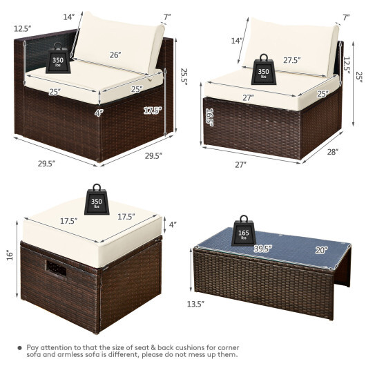 8 Pieces Patio Space-Saving Rattan Furniture Set with Storage Box and Waterproof Cover-White - Color: White - Image 4