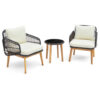 3 Pieces Patio Furniture Set with Cushioned Chairs and Tempered Glass Side Table-Black - Color: Black