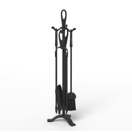 5 Pieces Fireplace Tool Set Fireplace Accessories with Poker-Black - Color: Black