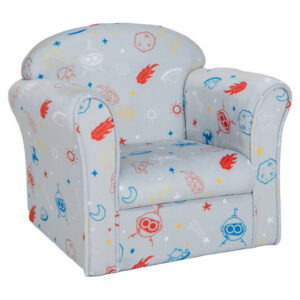 Toddler Upholstered Armchair with Solid Wooden Frame and High-density Sponge Filling-Gray - Color: Gray