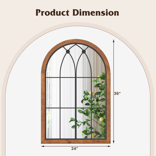 Arched Window Finished Mirror with Back Board-Natural - Color: Natural - Image 5