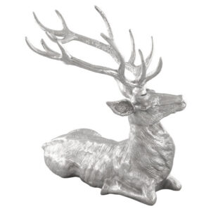 Standing Reindeer Statue Aluminum Deer Sculpture for Indoors Christmas Decor-Silver - Color: Silver