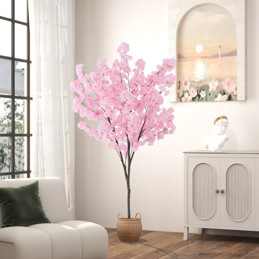 6.5 FT Tall Artificial Cherry Blossom Tree with 1170 Pink Flowers - Image 2