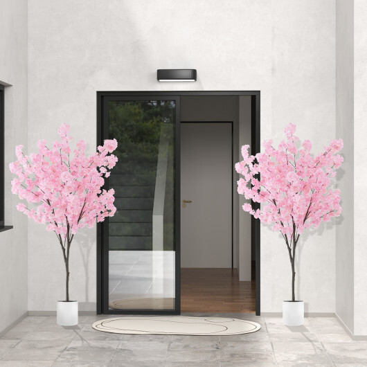 6.5 FT Tall Artificial Cherry Blossom Tree with 1170 Pink Flowers - Image 3