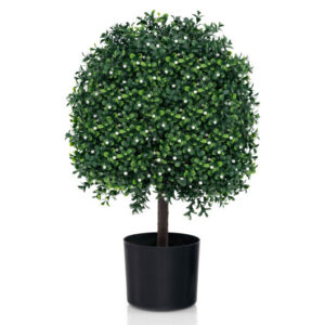 Artificial Boxwood Topiary Ball Tree Faux Bushes Ball Plants with UV Rated Leaves - Color: Green