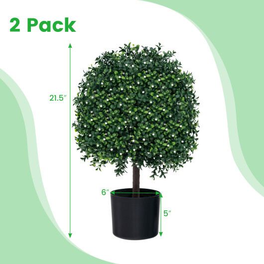 Artificial Boxwood Topiary Ball Tree Faux Bushes Ball Plants with UV Rated Leaves - Color: Green - Image 4