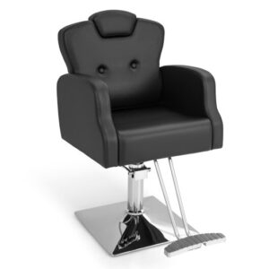 Heavy Duty Salon Chair with 360 Degrees Swivel-Black - Color: Black
