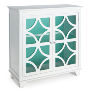 Kitchen Buffet Sideboard with Glass Doors and Adjustable Shelf-Green - Color: Green