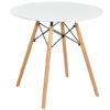 Round Modern Dining Table with Solid Wooden Leg-White - Color: White
