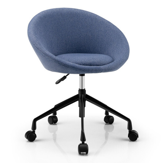 Adjustable Swivel Accent Chair Vanity Chair with Round Back-Blue - Color: Blue