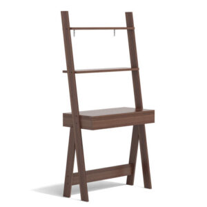 Ladder Shelf Desk Bookcase with Countertop Drawer and 2 Shelves-Walnut - Color: Walnut