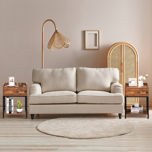 Lift Top End Table with Charging Station and Storage Shelves-Coffee - Color: Coffee - Image 2