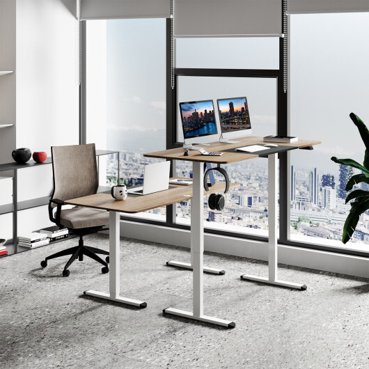 55 Inch Electric Standing Desk Adjustable with Cable Management Hole-Natural - Color: Natural - Image 2