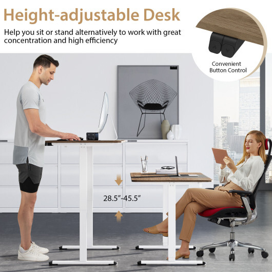 55 Inch Electric Standing Desk Adjustable with Cable Management Hole-Natural - Color: Natural - Image 3