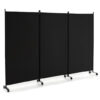 3 Panel Folding Room Divider with Lockable Wheels-Black - Color: Black