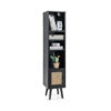 4 Tiers Rattan Storage Cabinet with Slim Design-Black - Color: Black