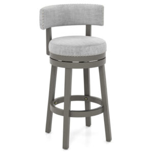 27/31 Inch Swivel Bar Stool with Upholstered Back Seat and Footrest-31 inches - Color: Black & Gray - Size: 31 inches
