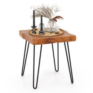 Square Reclaimed Recycled Indonesia Teak Wood End Table - Color: Brown