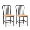 Armless Spindle Back Dining Chair Set of 2 with Ergonomic Seat-Black - Color: Black