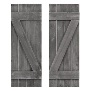 36 x 13 Inch Farmhouse Paulownia Wood Window Shutters Set of 2 for Windows-Dark Gray - Color: Dark Gray