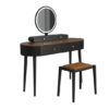 Makeup Vanity Table Set with LED Mirror and 3 Spacious Drawers-Black-Brown - Color: Black-Brown