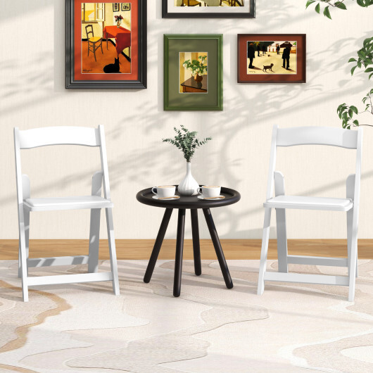 Set of 4 Dining Chairs Foldable Kitchen Chair with Rubber Wood Legs and Padded Seat-White - Color: White - Image 3