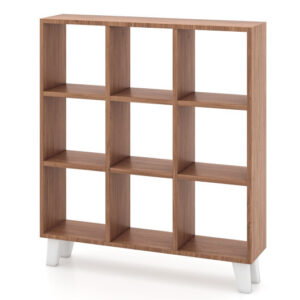 9-Cube Bookcase with 6 Removable Shelves and Raised Support Feet-Brown - Color: Brown