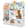 Wooden Children Storage Cabinet with Storage Bins-Rocket Pattern - Color: White