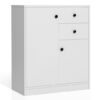 2-Door Free-standing Kitchen Sideboard with Adjustable Shelves-White - Color: White