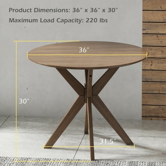 36 Inch Round Wood Dining Table with Intersecting Pedestal Base - Color: Walnut - Image 4