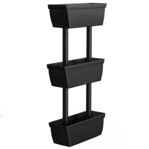 3-Tier Freestanding Vertical Plant Stand for Gardening and Planting Use - Color: Black