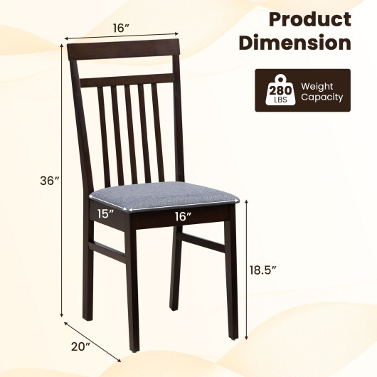 Upholstered Dining Chair Set of 2 - Color: Brown - Image 4