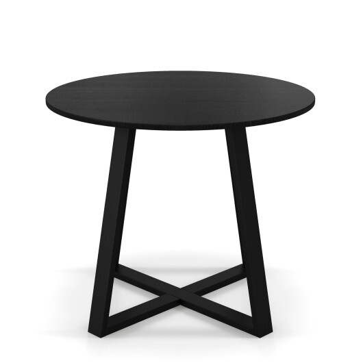 36 Inch Mid-Century Round Dining Table with Pedestal Base for Dining Room-Black - Color: Black - Image 4