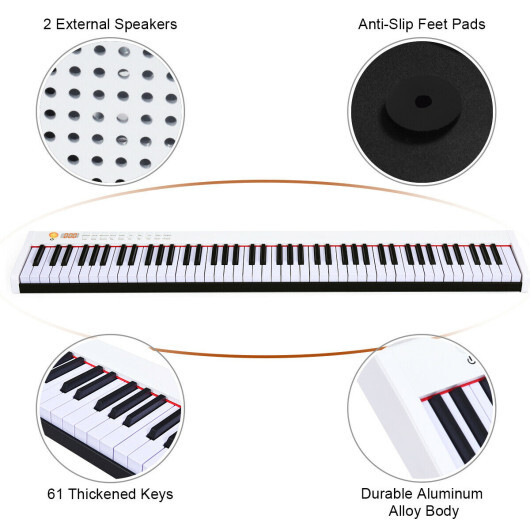 88-Key Portable Full-Size Semi-weighted Digital Piano Keyboard-White - Color: White - Image 5